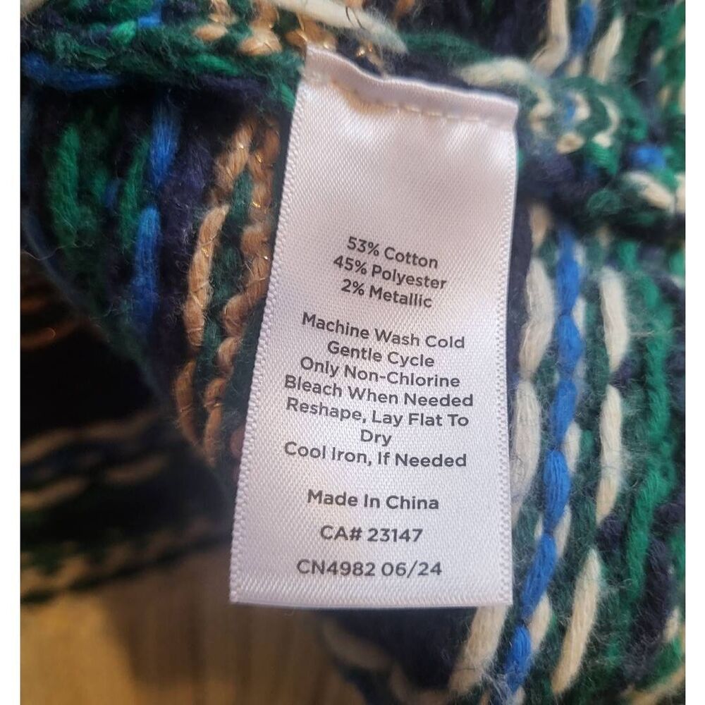 Talbots Sweater Jacket Women's Large Petite Fair Isle Metallic Preppy Colorful - Picture 5 of 7